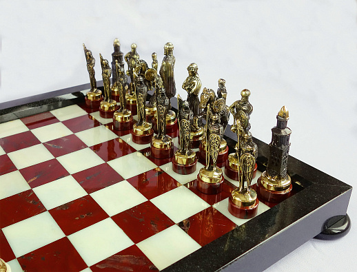 Шахматы из натурального камня яшма купить с доставкой Шахматы из натурального камня яшма